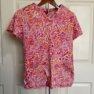 Vibrant Floral Short Sleeve scrub Top